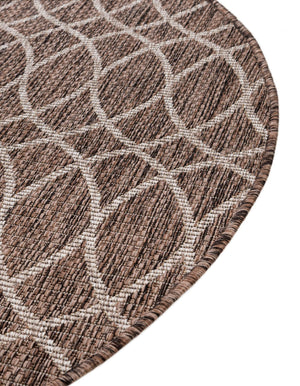Brown 3' 1 x 3' 1 Outdoor Trellis Round Area Rug Weather Resistant for Patio, Deck, Terrace, Balcony, Porch Geometric Design Water Safe Outside Carpet for Sale at Rug Engine