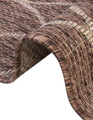 Brown 3' 1 x 3' 1 Outdoor Trellis Round Area Rug Weather Resistant for Patio, Deck, Terrace, Balcony, Porch Geometric Design Water Safe Outside Carpet for Sale at Rug Engine