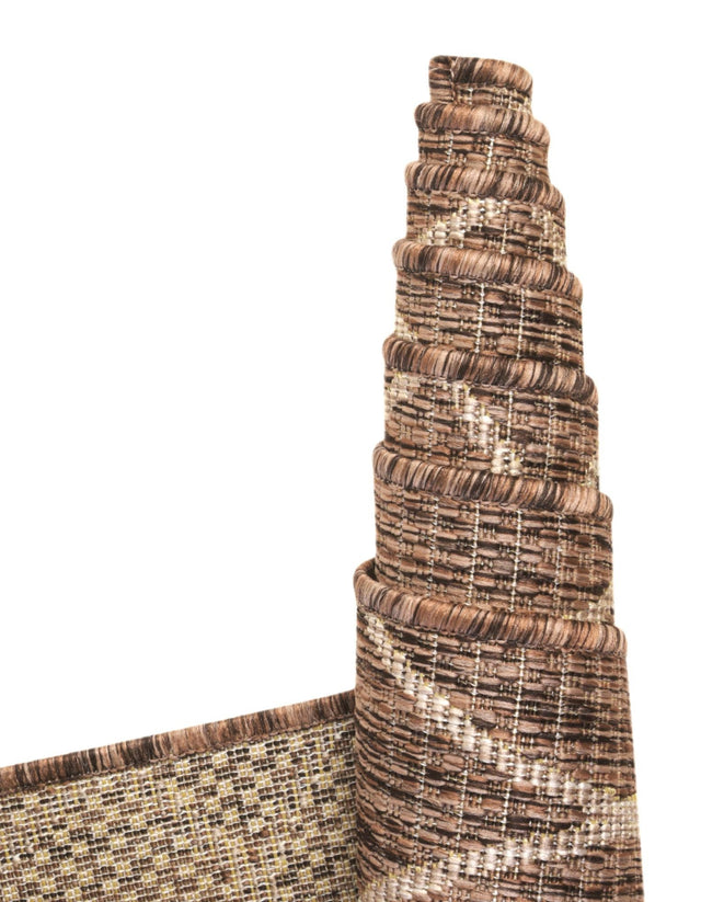 Brown 3' 1 x 3' 1 Outdoor Trellis Round Area Rug Weather Resistant for Patio, Deck, Terrace, Balcony, Porch Geometric Design Water Safe Outside Carpet for Sale at Rug Engine