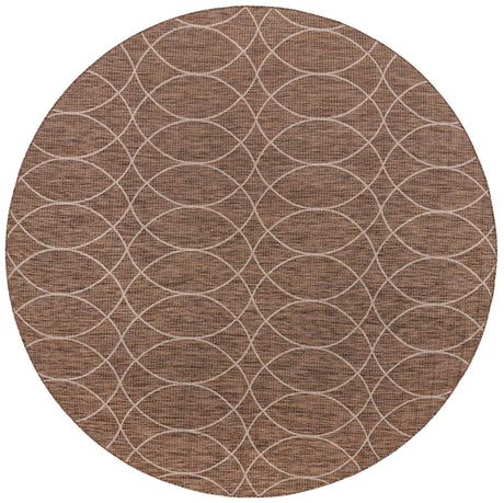 Brown 10' x 10' Outdoor Trellis Round Rug