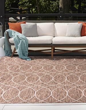 Brown 10' x 10' Outdoor Trellis Square Rug