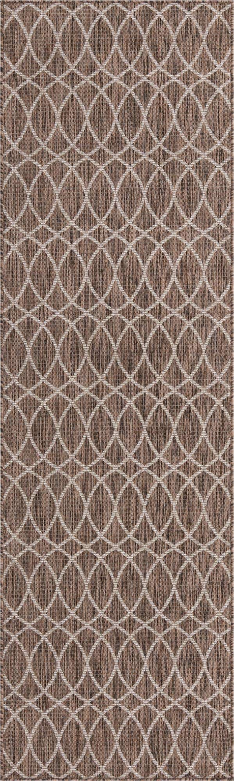 Brown 3' x 10' Outdoor Trellis Runner Rug