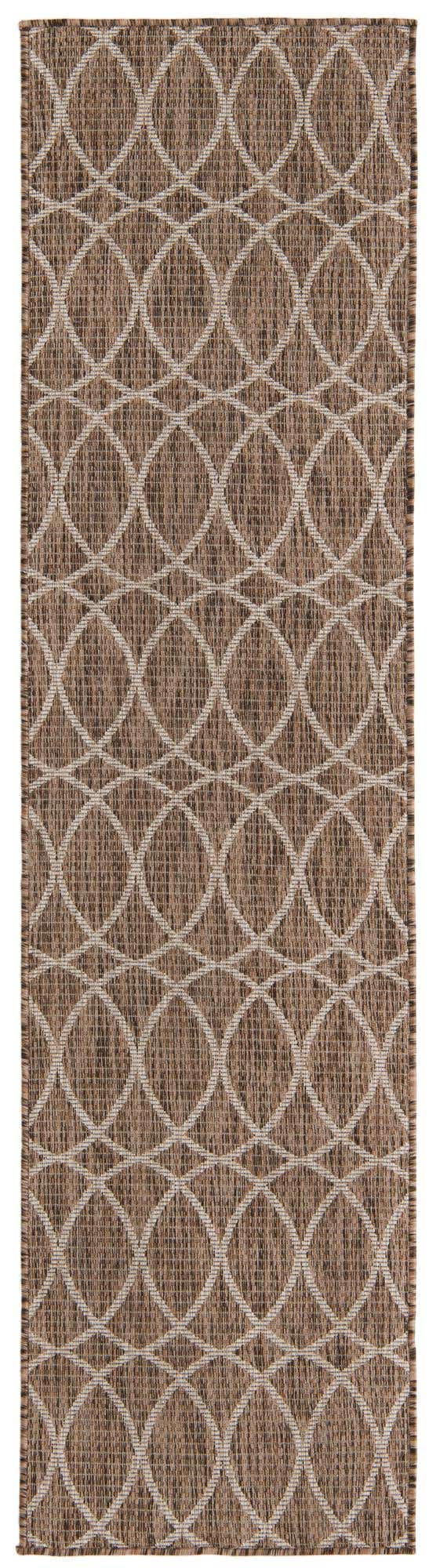 Brown 2' x 8' Outdoor Trellis Runner Area Rug Weather Resistant for Patio, Deck, Terrace, Balcony, Porch Geometric Design Water Safe Outside Carpet for Sale at Rug Engine