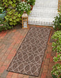 Brown 2' 7 x 10' Outdoor Trellis Runner Area Rug Weather Resistant for Patio, Deck, Terrace, Balcony, Porch Geometric Design Water Safe Outside Carpet for Sale at Rug Engine