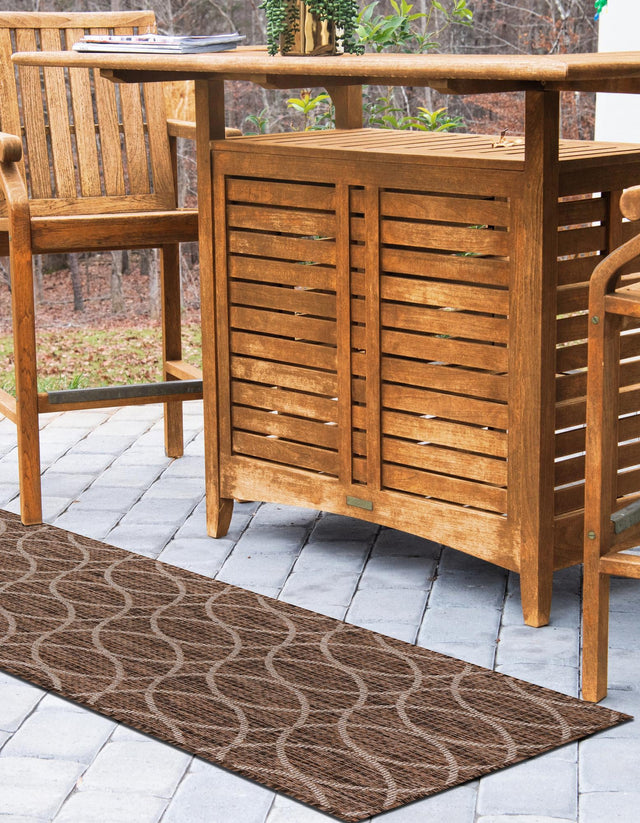 Brown 3' x 10' Outdoor Trellis Runner Rug
