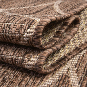 Brown 2' x 8' Outdoor Trellis Runner Area Rug Weather Resistant for Patio, Deck, Terrace, Balcony, Porch Geometric Design Water Safe Outside Carpet for Sale at Rug Engine