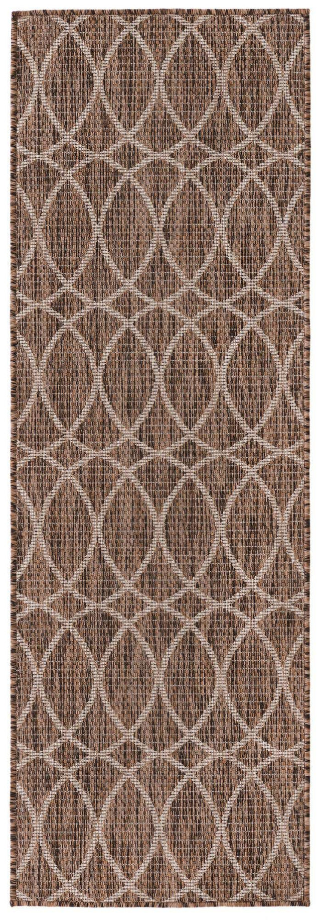 Brown 2' x 6' 1 Outdoor Trellis Runner Area Rug Weather Resistant for Patio, Deck, Terrace, Balcony, Porch Geometric Design Water Safe Outside Carpet for Sale at Rug Engine