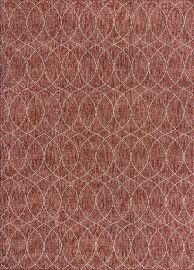 Rust Red 10' x 14' 1 Outdoor Trellis Rectangle Area Rug Weather Resistant for Patio, Deck, Terrace, Balcony, Porch Geometric Design Water Safe Outside Carpet for Sale at Rug Engine