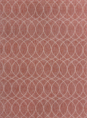 Rust Red 9' x 12' Outdoor Trellis Rectangle Area Rug Weather Resistant for Patio, Deck, Terrace, Balcony, Porch Geometric Design Water Safe Outside Carpet for Sale at Rug Engine