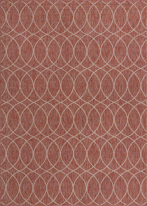 Rust Red 7' 10 x 11' Outdoor Trellis Rectangle Area Rug Weather Resistant for Patio, Deck, Terrace, Balcony, Porch Geometric Design Water Safe Outside Carpet for Sale at Rug Engine