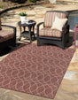 Rust Red 5' 3 x 8' Outdoor Trellis Rectangle Area Rug Weather Resistant for Patio, Deck, Terrace, Balcony, Porch Geometric Design Water Safe Outside Carpet for Sale at Rug Engine