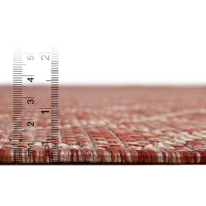 Rust Red 2' x 3' 1 Outdoor Trellis Rectangle Area Rug Weather Resistant for Patio, Deck, Terrace, Balcony, Porch Geometric Design Water Safe Outside Carpet for Sale at Rug Engine