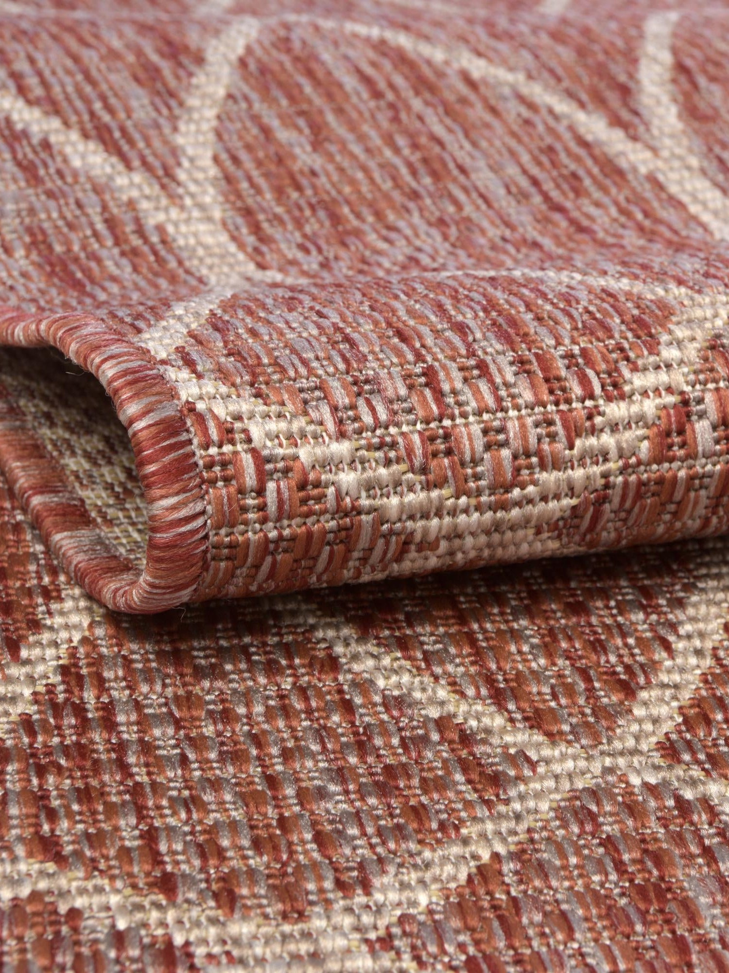 Rust Red 2' x 3' 1 Outdoor Trellis Rectangle Area Rug Weather Resistant for Patio, Deck, Terrace, Balcony, Porch Geometric Design Water Safe Outside Carpet for Sale at Rug Engine