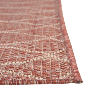 Rust Red 4' 1 x 6' 1 Outdoor Trellis Rectangle Area Rug Weather Resistant for Patio, Deck, Terrace, Balcony, Porch Geometric Design Water Safe Outside Carpet for Sale at Rug Engine