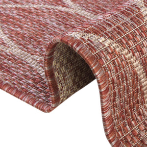 Rust Red 4' 1 x 6' 1 Outdoor Trellis Rectangle Area Rug Weather Resistant for Patio, Deck, Terrace, Balcony, Porch Geometric Design Water Safe Outside Carpet for Sale at Rug Engine