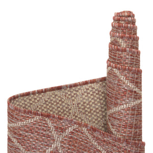 Rust Red 2' x 3' 1 Outdoor Trellis Rectangle Area Rug Weather Resistant for Patio, Deck, Terrace, Balcony, Porch Geometric Design Water Safe Outside Carpet for Sale at Rug Engine