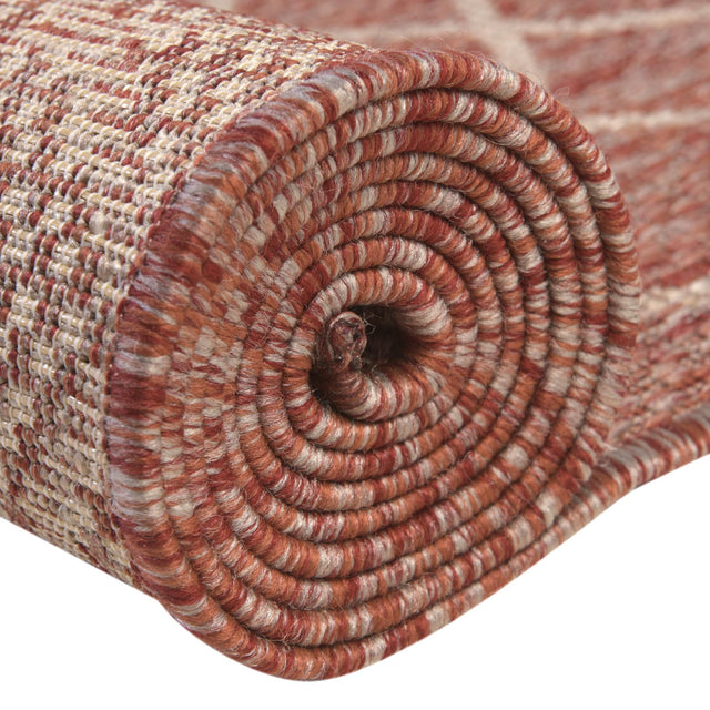Rust Red 4' 1 x 6' 1 Outdoor Trellis Rectangle Area Rug Weather Resistant for Patio, Deck, Terrace, Balcony, Porch Geometric Design Water Safe Outside Carpet for Sale at Rug Engine