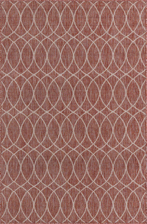Rust Red 5' 3 x 8' Outdoor Trellis Rectangle Area Rug Weather Resistant for Patio, Deck, Terrace, Balcony, Porch Geometric Design Water Safe Outside Carpet for Sale at Rug Engine