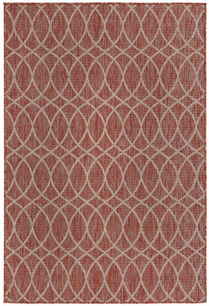 Rust Red 4' 1 x 6' 1 Outdoor Trellis Rectangle Area Rug Weather Resistant for Patio, Deck, Terrace, Balcony, Porch Geometric Design Water Safe Outside Carpet for Sale at Rug Engine