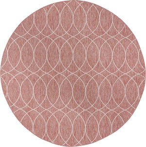 Rust Red 10' x 10' Outdoor Trellis Round Rug