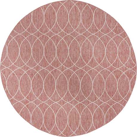 Rust Red 10' x 10' Outdoor Trellis Round Rug