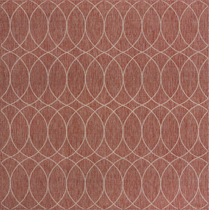 Rust Red 10' x 10' Outdoor Trellis Square Area Rug Weather Resistant for Patio, Deck, Terrace, Balcony, Porch Geometric Design Water Safe Outside Carpet for Sale at Rug Engine