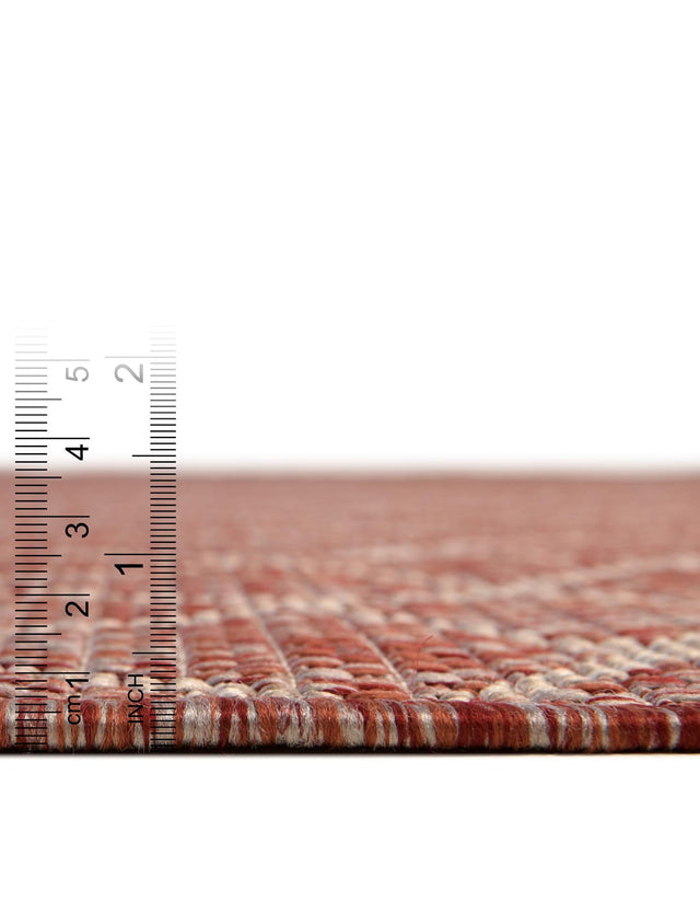 Rust Red 4' 1 x 4' 1 Outdoor Trellis Round Area Rug Weather Resistant for Patio, Deck, Terrace, Balcony, Porch Geometric Design Water Safe Outside Carpet for Sale at Rug Engine