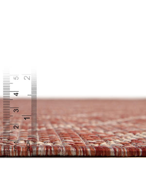 Rust Red 3' 1 x 3' 1 Outdoor Trellis Round Area Rug Weather Resistant for Patio, Deck, Terrace, Balcony, Porch Geometric Design Water Safe Outside Carpet for Sale at Rug Engine