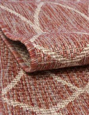 Rust Red 4' 1 x 4' 1 Outdoor Trellis Round Area Rug Weather Resistant for Patio, Deck, Terrace, Balcony, Porch Geometric Design Water Safe Outside Carpet for Sale at Rug Engine