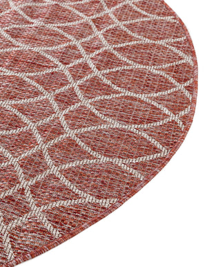 Rust Red 3' 1 x 3' 1 Outdoor Trellis Round Area Rug Weather Resistant for Patio, Deck, Terrace, Balcony, Porch Geometric Design Water Safe Outside Carpet for Sale at Rug Engine