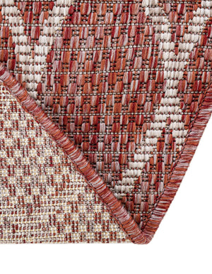 Rust Red 3' 1 x 3' 1 Outdoor Trellis Round Area Rug Weather Resistant for Patio, Deck, Terrace, Balcony, Porch Geometric Design Water Safe Outside Carpet for Sale at Rug Engine