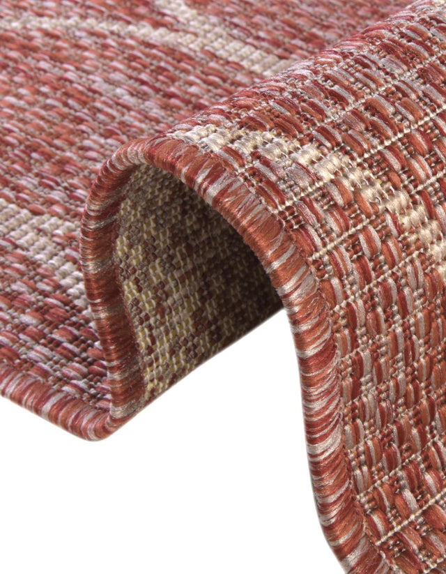 Rust Red 3' 1 x 3' 1 Outdoor Trellis Round Area Rug Weather Resistant for Patio, Deck, Terrace, Balcony, Porch Geometric Design Water Safe Outside Carpet for Sale at Rug Engine