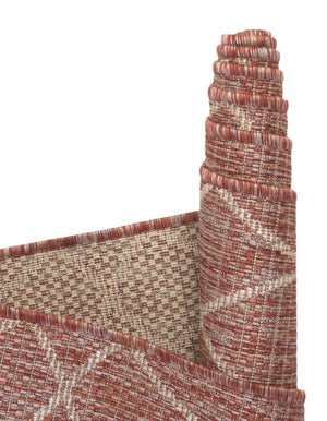 Rust Red 3' 1 x 3' 1 Outdoor Trellis Round Area Rug Weather Resistant for Patio, Deck, Terrace, Balcony, Porch Geometric Design Water Safe Outside Carpet for Sale at Rug Engine