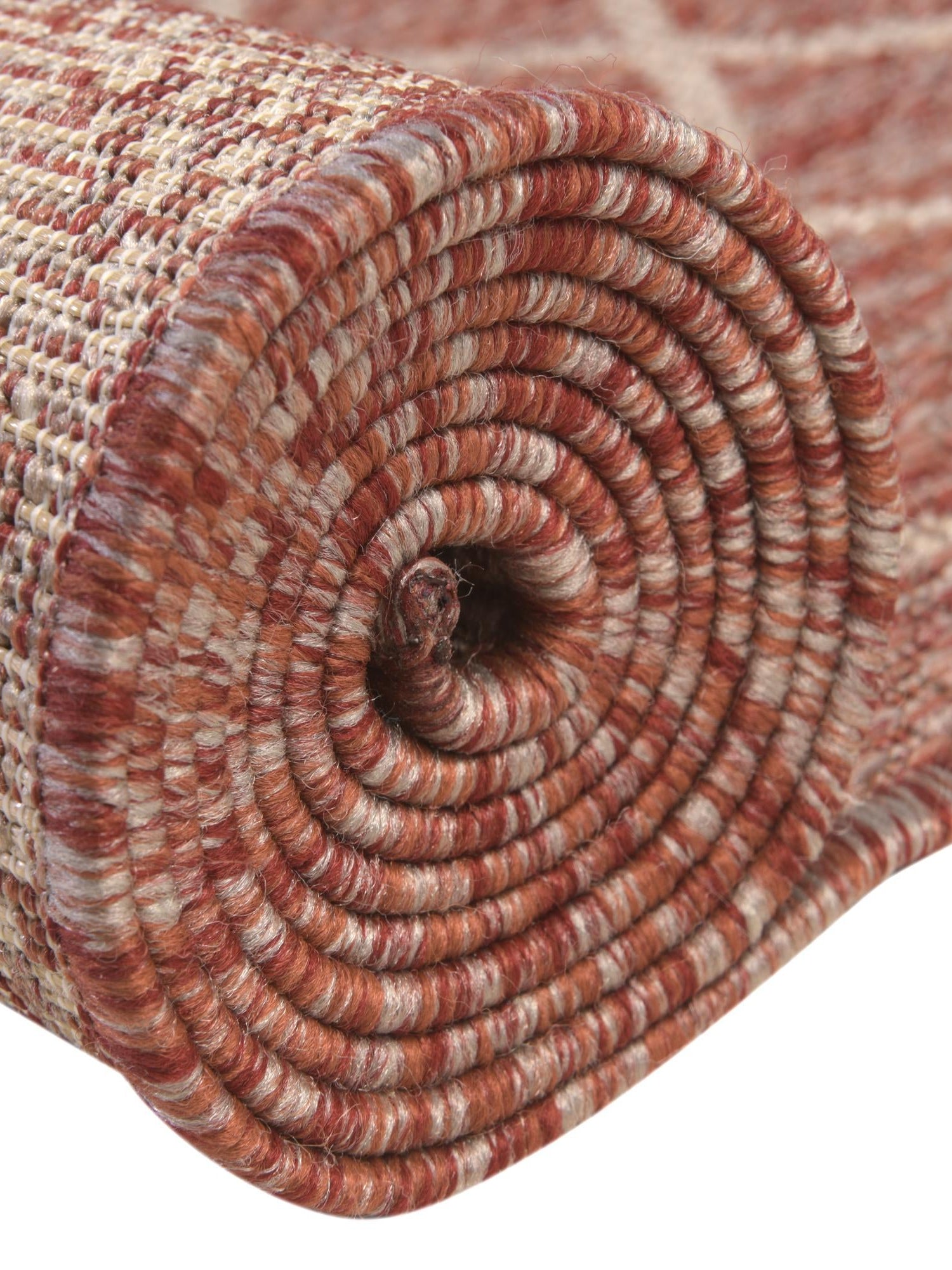 Rust Red 3' 1 x 3' 1 Outdoor Trellis Round Area Rug Weather Resistant for Patio, Deck, Terrace, Balcony, Porch Geometric Design Water Safe Outside Carpet for Sale at Rug Engine