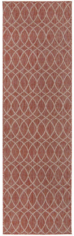 Rust Red 2' 7 x 10' Outdoor Trellis Runner Area Rug Weather Resistant for Patio, Deck, Terrace, Balcony, Porch Geometric Design Water Safe Outside Carpet for Sale at Rug Engine