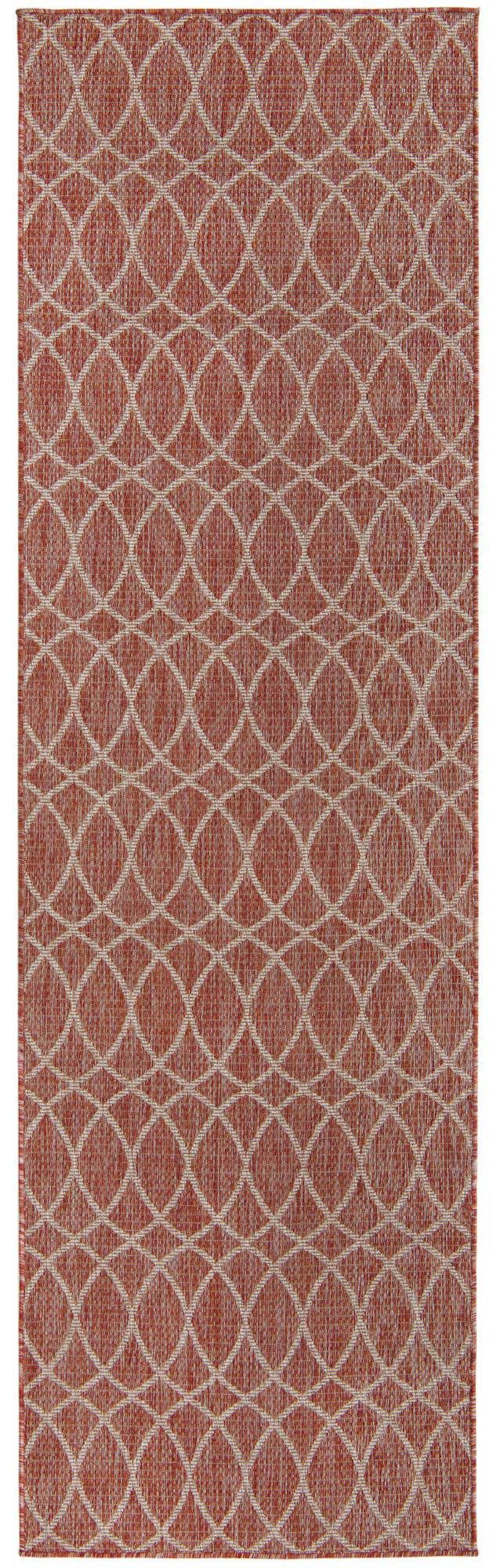 Rust Red 2' 7 x 10' Outdoor Trellis Runner Area Rug Weather Resistant for Patio, Deck, Terrace, Balcony, Porch Geometric Design Water Safe Outside Carpet for Sale at Rug Engine