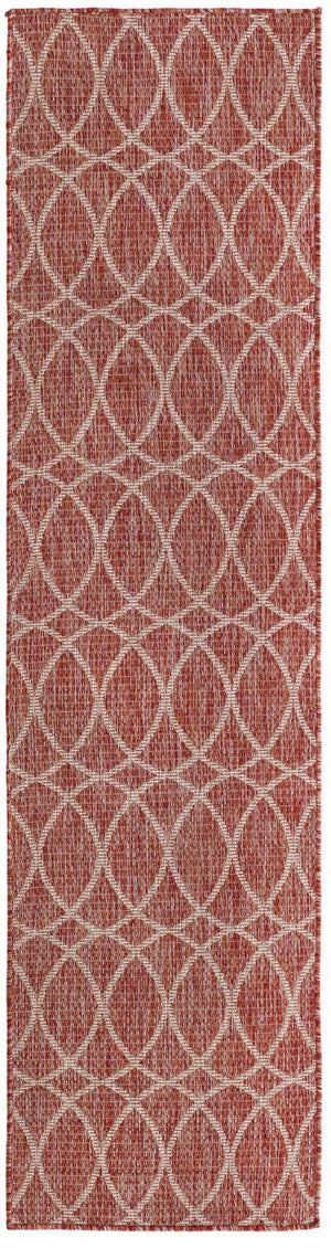 Rust Red 2' x 8' Outdoor Trellis Runner Area Rug Weather Resistant for Patio, Deck, Terrace, Balcony, Porch Geometric Design Water Safe Outside Carpet for Sale at Rug Engine