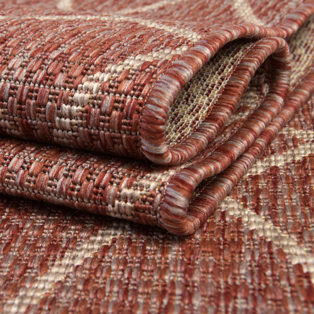Rust Red 2' 7 x 10' Outdoor Trellis Runner Area Rug Weather Resistant for Patio, Deck, Terrace, Balcony, Porch Geometric Design Water Safe Outside Carpet for Sale at Rug Engine