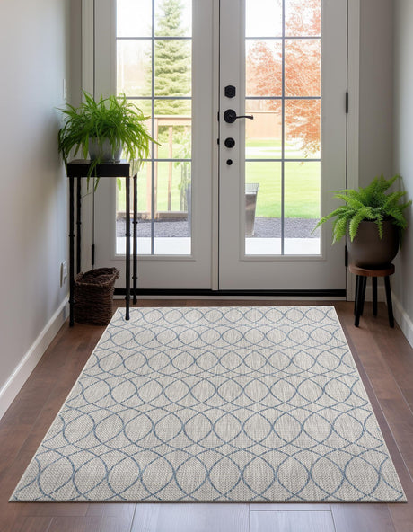 Gray Blue 10' x 14' Outdoor Trellis Rectangle Rug