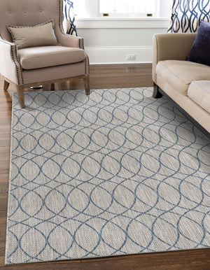 Gray Blue 4' x 6' Outdoor Trellis Rectangle Area Rug Weather Resistant for Patio, Deck, Terrace, Balcony, Porch Geometric Design Water Safe Outside Carpet for Sale at Rug Engine