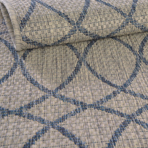 Gray Blue 10' x 10' Outdoor Trellis Square Area Rug Weather Resistant for Patio, Deck, Terrace, Balcony, Porch Geometric Design Water Safe Outside Carpet for Sale at Rug Engine