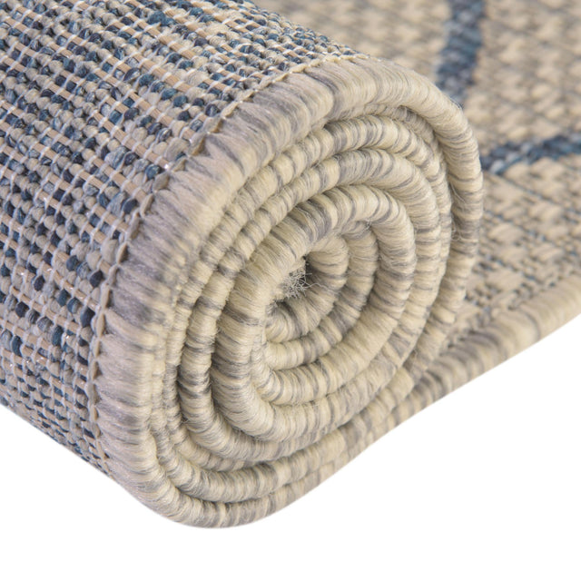 Gray Blue 10' x 10' Outdoor Trellis Square Area Rug Weather Resistant for Patio, Deck, Terrace, Balcony, Porch Geometric Design Water Safe Outside Carpet for Sale at Rug Engine