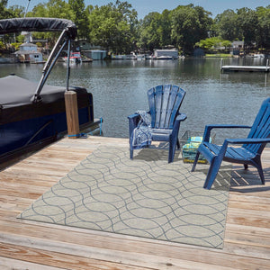 Gray Blue 10' x 10' Outdoor Trellis Square Area Rug Weather Resistant for Patio, Deck, Terrace, Balcony, Porch Geometric Design Water Safe Outside Carpet for Sale at Rug Engine