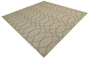 Gray Blue 10' x 10' Outdoor Trellis Square Area Rug Weather Resistant for Patio, Deck, Terrace, Balcony, Porch Geometric Design Water Safe Outside Carpet for Sale at Rug Engine