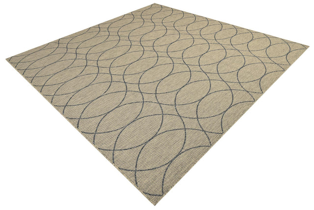 Gray Blue 10' x 10' Outdoor Trellis Square Area Rug Weather Resistant for Patio, Deck, Terrace, Balcony, Porch Geometric Design Water Safe Outside Carpet for Sale at Rug Engine