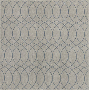 Gray Blue 10' x 10' Outdoor Trellis Square Area Rug Weather Resistant for Patio, Deck, Terrace, Balcony, Porch Geometric Design Water Safe Outside Carpet for Sale at Rug Engine