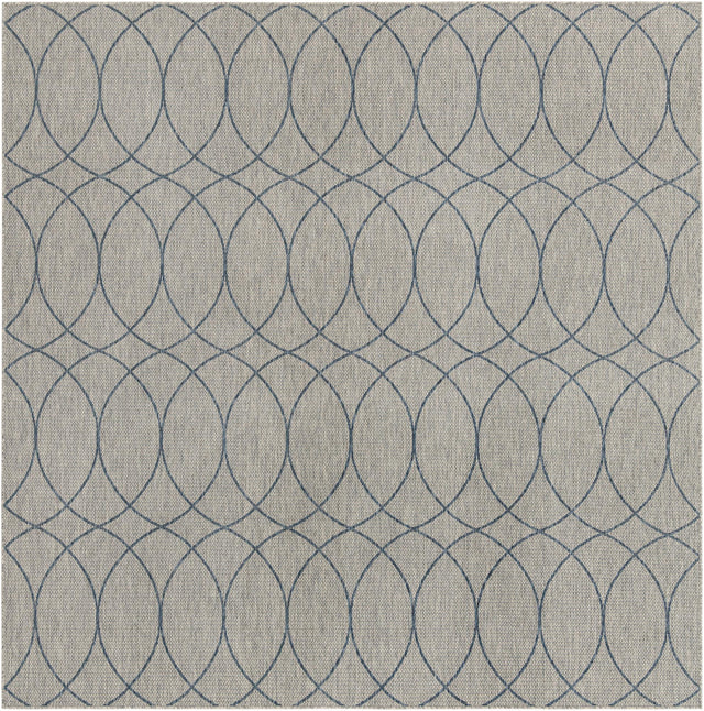 Gray Blue 10' x 10' Outdoor Trellis Square Area Rug Weather Resistant for Patio, Deck, Terrace, Balcony, Porch Geometric Design Water Safe Outside Carpet for Sale at Rug Engine
