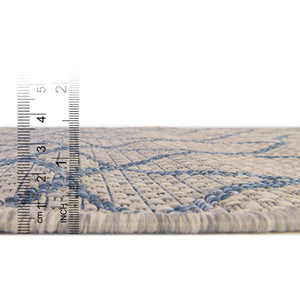Gray Blue 3' x 3' Outdoor Trellis Round Rug