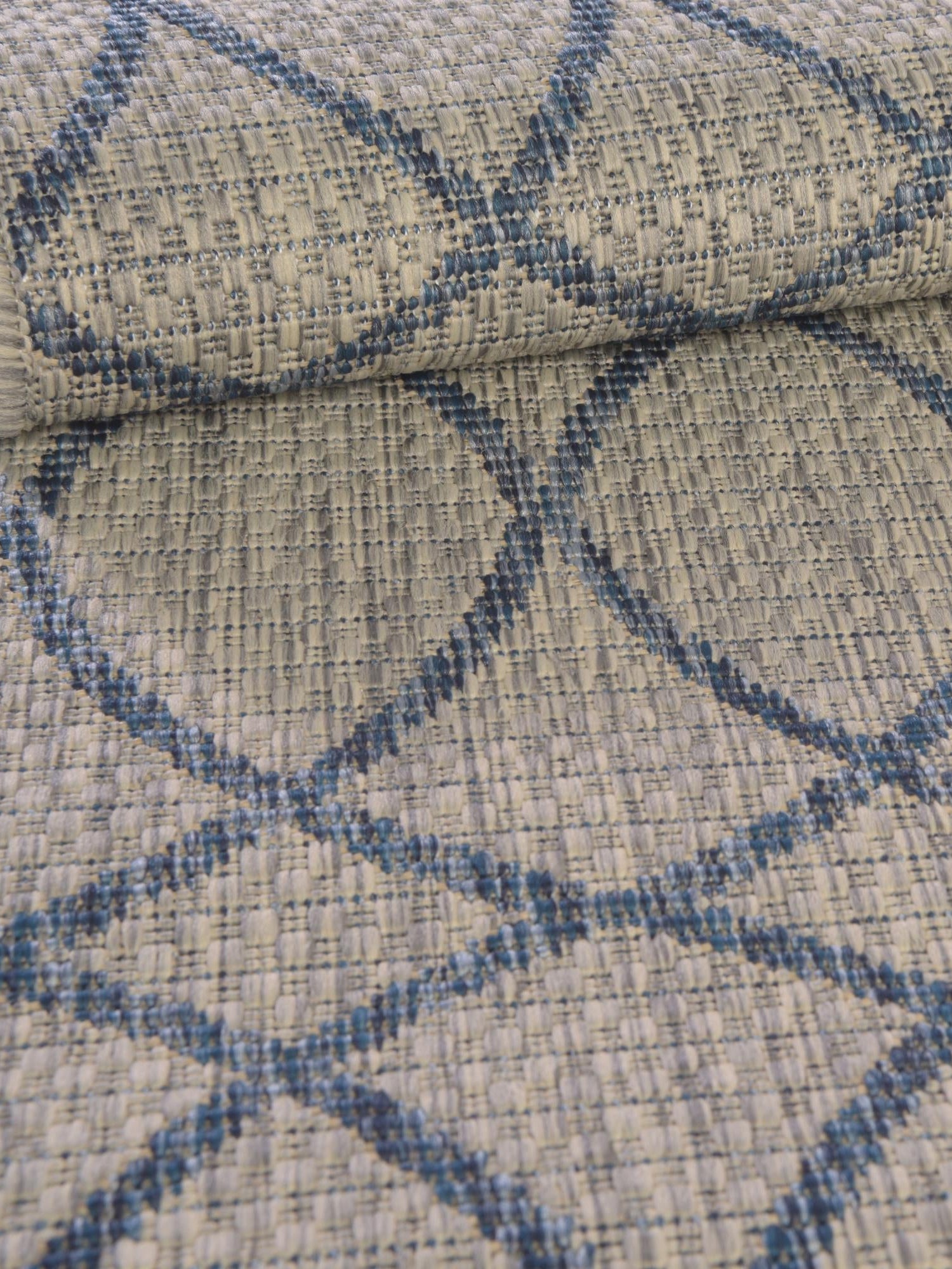 Gray Blue 4' x 4' Outdoor Trellis Round Area Rug Weather Resistant for Patio, Deck, Terrace, Balcony, Porch Geometric Design Water Safe Outside Carpet for Sale at Rug Engine