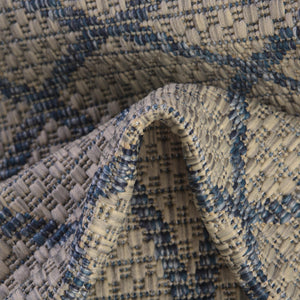 Gray Blue 4' x 4' Outdoor Trellis Round Area Rug Weather Resistant for Patio, Deck, Terrace, Balcony, Porch Geometric Design Water Safe Outside Carpet for Sale at Rug Engine